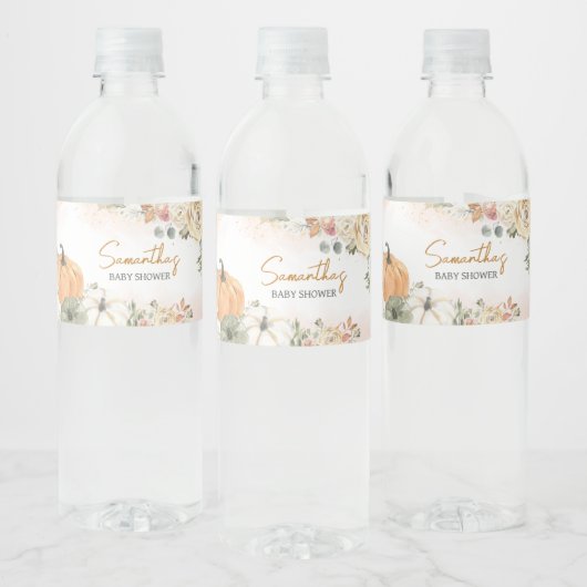 Een kleine pompoenHerfst Baby shower Waterfles Etiket (Flessen)