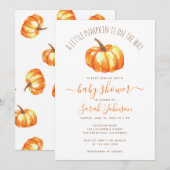 Een kleine pompoenherfst Baby shower Waterverf Kaart (Voorkant / Achterkant)