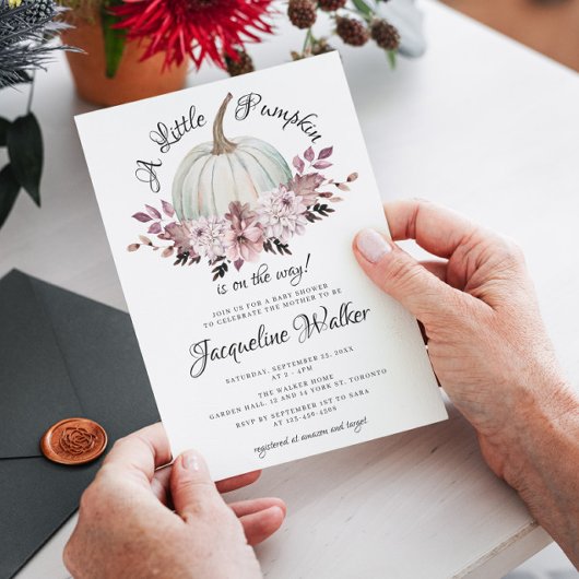 Een kleine pompoenherfst Elegant Purple Flowers Kaart