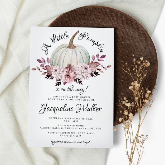 Een kleine pompoenherfst Elegant Purple Flowers Kaart