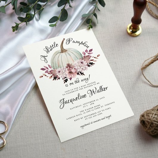 Een kleine pompoenherfst Elegant Purple Flowers Kaart