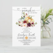 Een kleine pompoenHerfst Floral Baby shower Kaart (Staand voorkant)