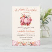 Een kleine pompoenHerfst Floral Baby shower Kaart (Staand voorkant)