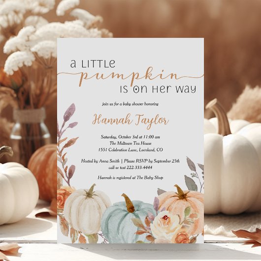 Een kleine pompoenHerfst Floral Baby shower Kaart