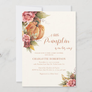 Een kleine pompoenHerfst Floral Baby shower Kaart