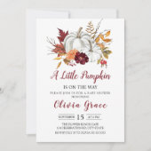 Een kleine pompoenHerfst Floral Baby shower Kaart (Voorkant)