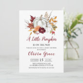 Een kleine pompoenHerfst Floral Baby shower Kaart (Staand voorkant)