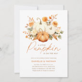 Een kleine pompoenHerfst Floral Baby shower Kaart (Voorkant)