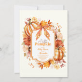 Een kleine pompoenHerfst Floral Baby shower Kaart (Voorkant)