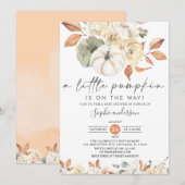 Een kleine pompoenherfst Floral Herfst Baby shower Kaart (Voorkant / Achterkant)