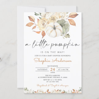 Een kleine pompoenherfst Floral Herfst Baby shower Kaart