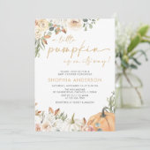 Een kleine pompoenherfst Floral Herfst Baby shower Kaart (Staand voorkant)