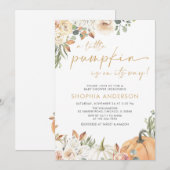 Een kleine pompoenherfst Floral Herfst Baby shower Kaart (Voorkant / Achterkant)
