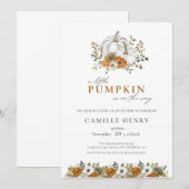 Een kleine pompoenherfst Floral Herfst Baby shower Kaart (Voorkant / Achterkant)