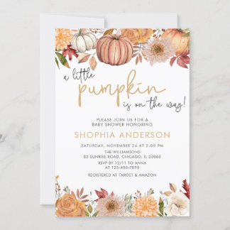Een kleine pompoenherfst Floral Herfst Baby shower Kaart