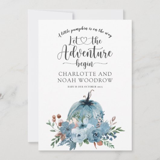 Een kleine pompoenherfst Floral Zwangerschap Aankondiging (Voorkant)