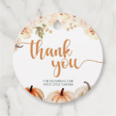 Een kleine pompoenherfst Herfst Baby shower Bedankjes Labels (Voorkant)