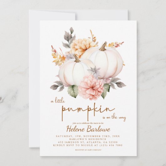 Een kleine pompoenherfst Herfst Baby shower Kaart (Voorkant)