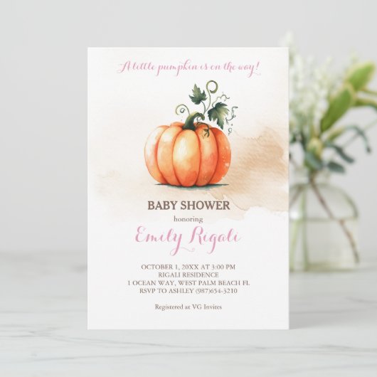 Een kleine pompoenherfst Herfst Baby shower Kaart (Staand voorkant)