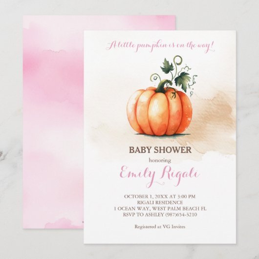 Een kleine pompoenherfst Herfst Baby shower Kaart (Voorkant / Achterkant)