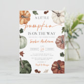 Een kleine pompoenherfst Herfst Baby shower Kaart (Staand voorkant)