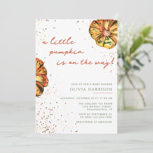 Een kleine pompoenherfst Herfst Baby shower Kaart (Staand voorkant)