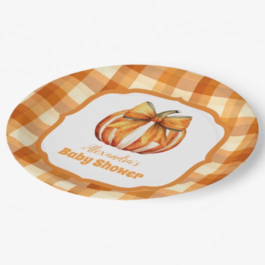 Een kleine pompoenherfst Herfst Baby shower Papieren Bordje (Gekanteld)