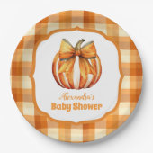 Een kleine pompoenherfst Herfst Baby shower Papieren Bordje (Voorkant)