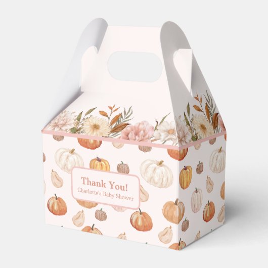 Een kleine pompoenherfst Herfst Floral Baby shower Bedankdoosjes (Voorkant Zijde)