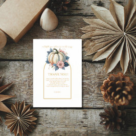 Een kleine pompoenherfst Herfst Floral Baby shower Bedankkaart