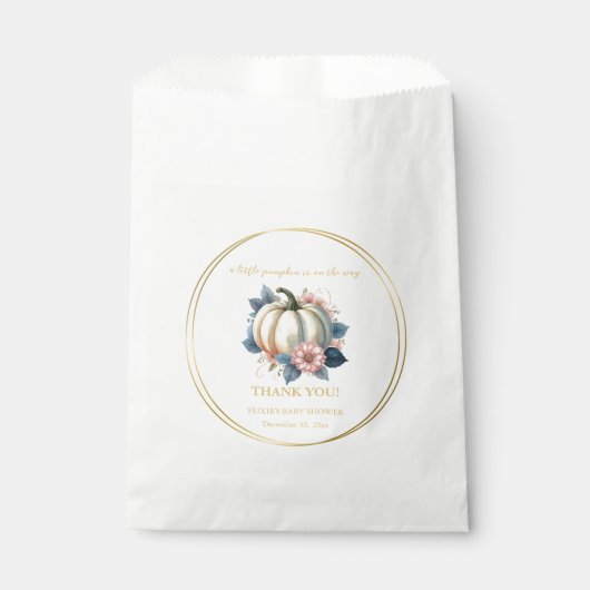 Een kleine pompoenherfst Herfst Floral Baby shower Bedankzakje (Voorkant)
