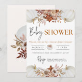 Een kleine pompoenherfst Herfst Floral Baby shower Kaart (Voorkant / Achterkant)