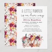 Een kleine pompoenherfst Herfst Floral Baby shower Kaart (Voorkant / Achterkant)