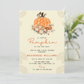 Een kleine pompoenherfst Herfst Floral Baby shower Kaart (Staand voorkant)