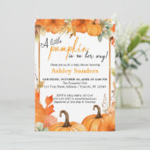 Een kleine pompoenherfst Herfst Floral Baby shower Kaart (Staand voorkant)