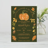 Een kleine pompoenherfst Herfst Floral Baby shower Kaart (Staand voorkant)