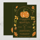 Een kleine pompoenherfst Herfst Floral Baby shower Kaart (Voorkant / Achterkant)