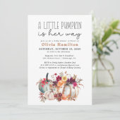 Een kleine pompoenherfst Herfst Floral Baby shower Kaart (Staand voorkant)