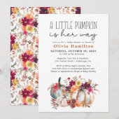 Een kleine pompoenherfst Herfst Floral Baby shower Kaart (Voorkant / Achterkant)