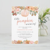 Een kleine pompoenherfst Herfst Floral Baby shower Kaart (Staand voorkant)