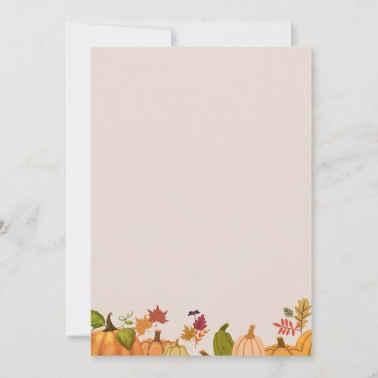 Een kleine pompoenherfst Herfst Floral Baby shower Kaart (Achterkant)