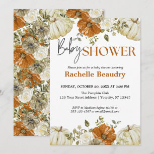 Een kleine pompoenherfst Herfst Floral Baby shower Kaart