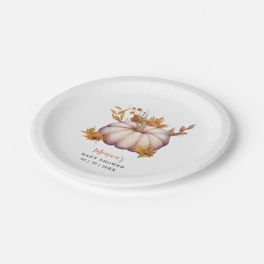 Een kleine pompoenherfst Herfst Floral Baby shower Papieren Bordje (Gekanteld)