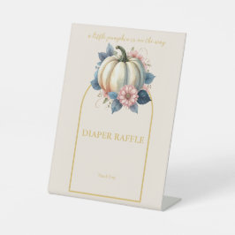 Een kleine pompoenherfst Herfst Floral Baby shower Reclamebord Met Voetstuk