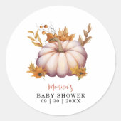 Een kleine pompoenherfst Herfst Floral Baby shower Ronde Sticker (Voorkant)