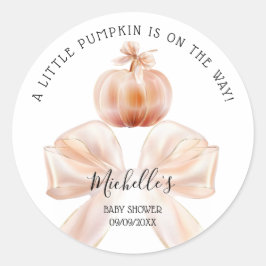 Een kleine pompoenherfst Herfst Floral Baby shower Ronde Sticker