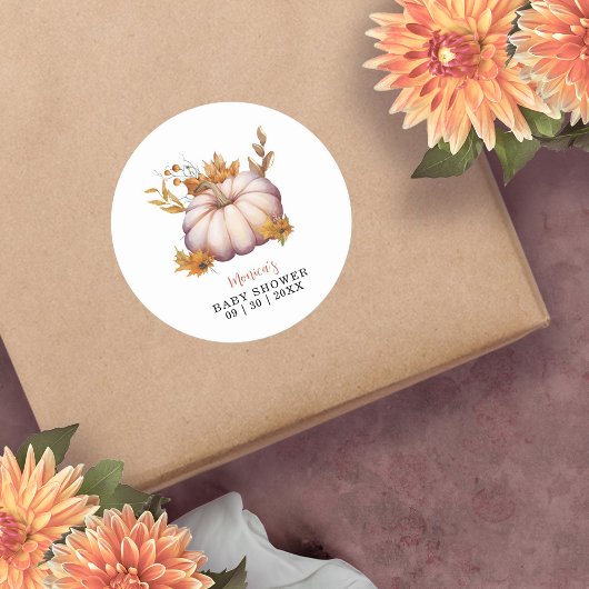 Een kleine pompoenherfst Herfst Floral Baby shower Ronde Sticker