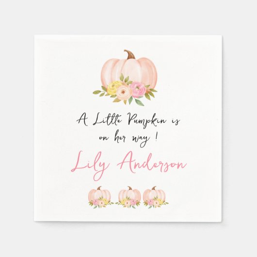 Een kleine pompoenherfst Herfst Floral Baby shower Servet (Voorkant)