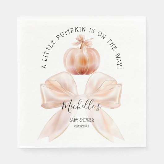Een kleine pompoenherfst Herfst Floral Baby shower Servet (Voorkant)