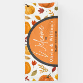Een kleine pompoenherfst Herfst Floral Baby shower Spandoek (Verticaal)